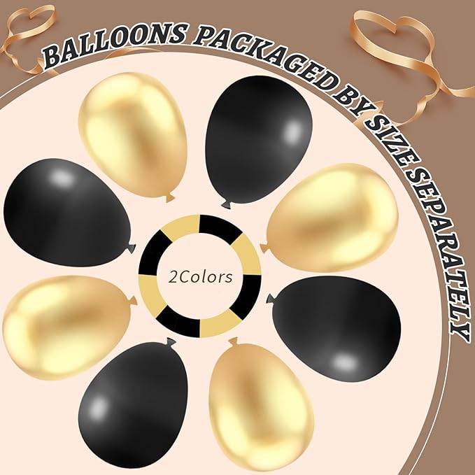 412Pcs Black and Gold Balloons Garland Arch Kit 18 12 10 5 Inch