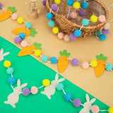 Easter Decorations Bunny Rabbit Banner Pastel Rainbow Pom Pom