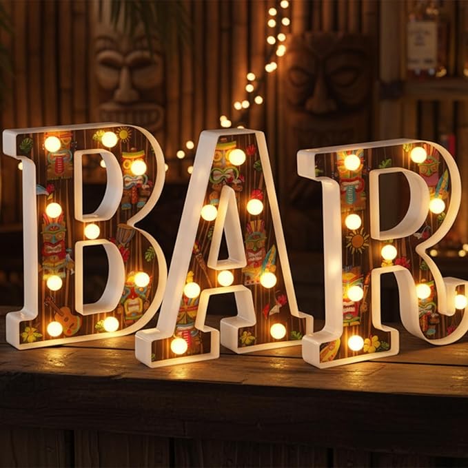 8.6 X6.7 x 1.5 Inch Tiki Bar Sign Tiki Party Table Decorations