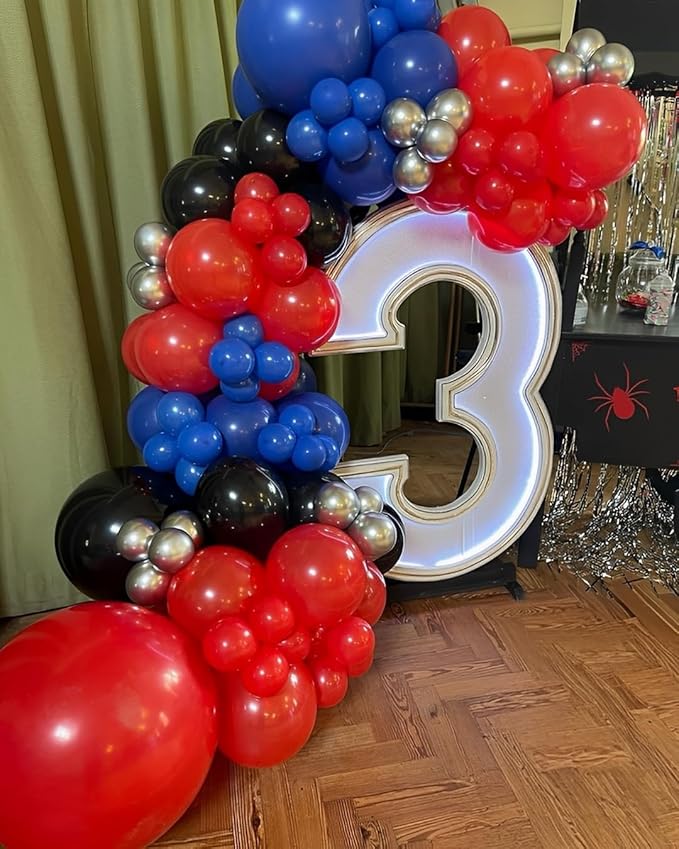 Black Red and Blue Balloons, 50PCS Red and Blue Party Balloons,