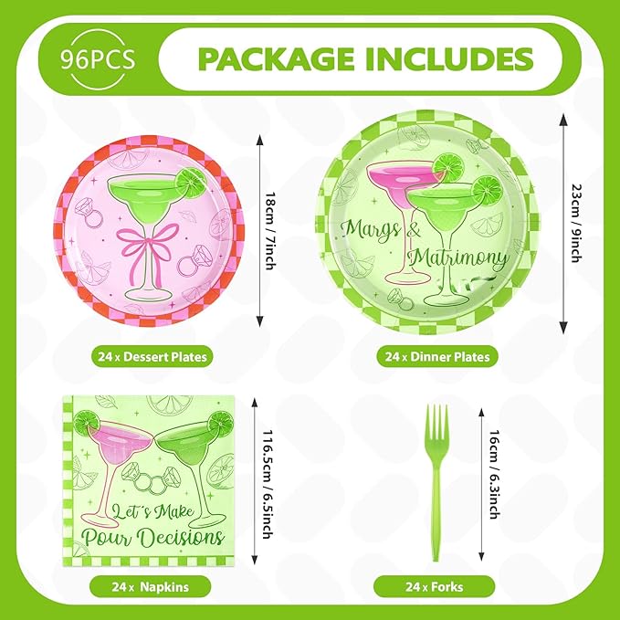 96Pcs Margs and Matrimony Bachelorette Party Decorations Fiesta
