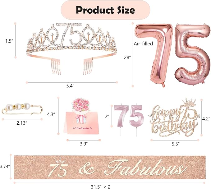 75th Birthday Gifts Decorations for Women Including 75 year old Cake