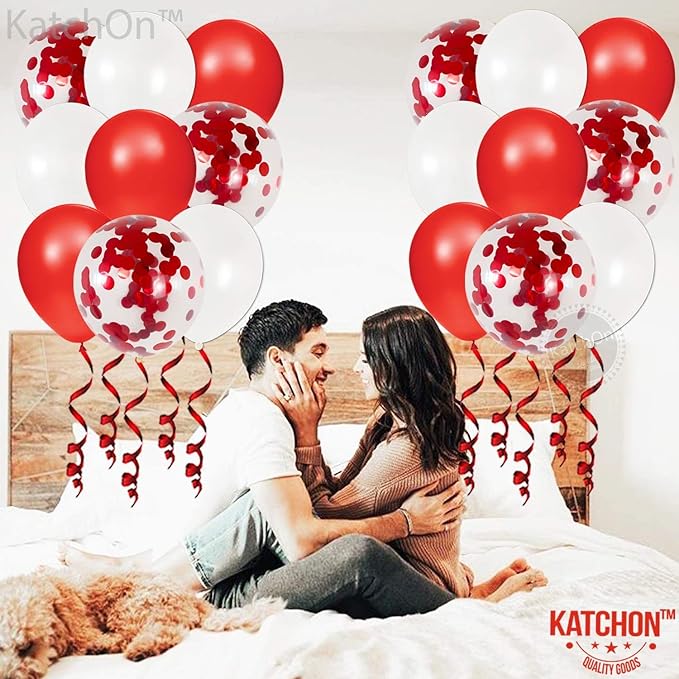 Valentines Day Balloons Red White 12 Inch Pack of 40 Valentines