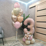 Baby Pink Number 3 Balloon, Dusty Light Pink Gold Cream Latex Balloons