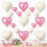 Pink White Heart Balloons, 19PCS Nude White and Pink Heart Shape