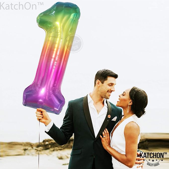 KatchOn, Giant Rainbow 1 Balloon Number - 40 Inch | Tie Dye Balloons