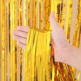 Voircoloria 3 Pack 3.3x8.2 Feet Gold Foil Fringe Backdrop Curtains,