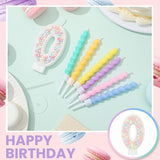 MTLEE Number 0 Birthday Candle with 12 Pcs Spiral Candles for Girls
