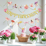 Fairy Birthday Banner Floral Party Decor Fairy First Birthday Party