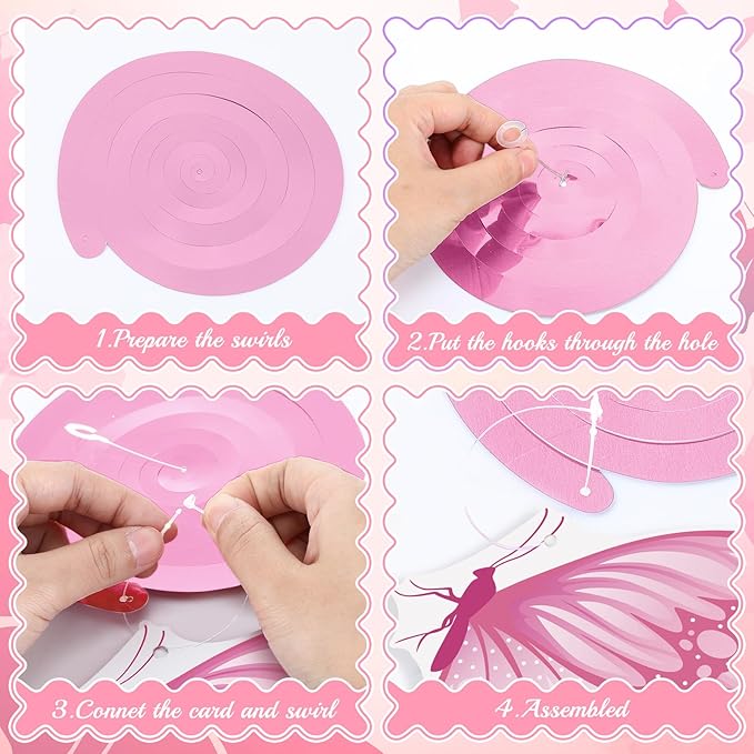 14pcs Pink Retirement Party Decorations for Women Butterfly Pink