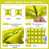 Lemon Green Square Foil Balloons 25 Pcs Metallic Lemon Green Balloons
