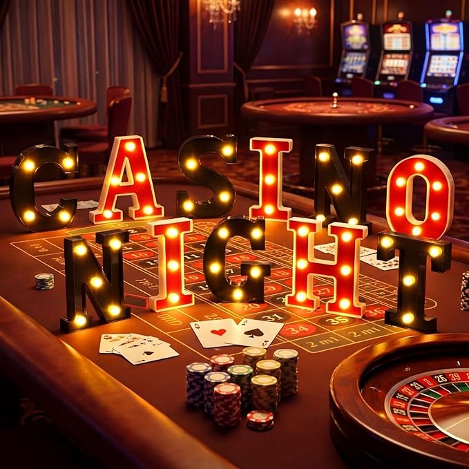 11 Pcs Casino Night Large LED Letter Sign LED Lights Battery Powered