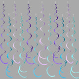 36 Pcs Mermaid Hanging Swirl Decorations Teal Purple Felt Swirl