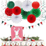 Red Green White Christmas Party Decorations 33pcs Banner Mexico