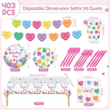 403 Pcs Valentine's Day Party Supplies for 50 Conversation Heart