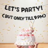 Yeaqee Pre-strung Glitter Funny Birthday Banner, Let's Party But Only
