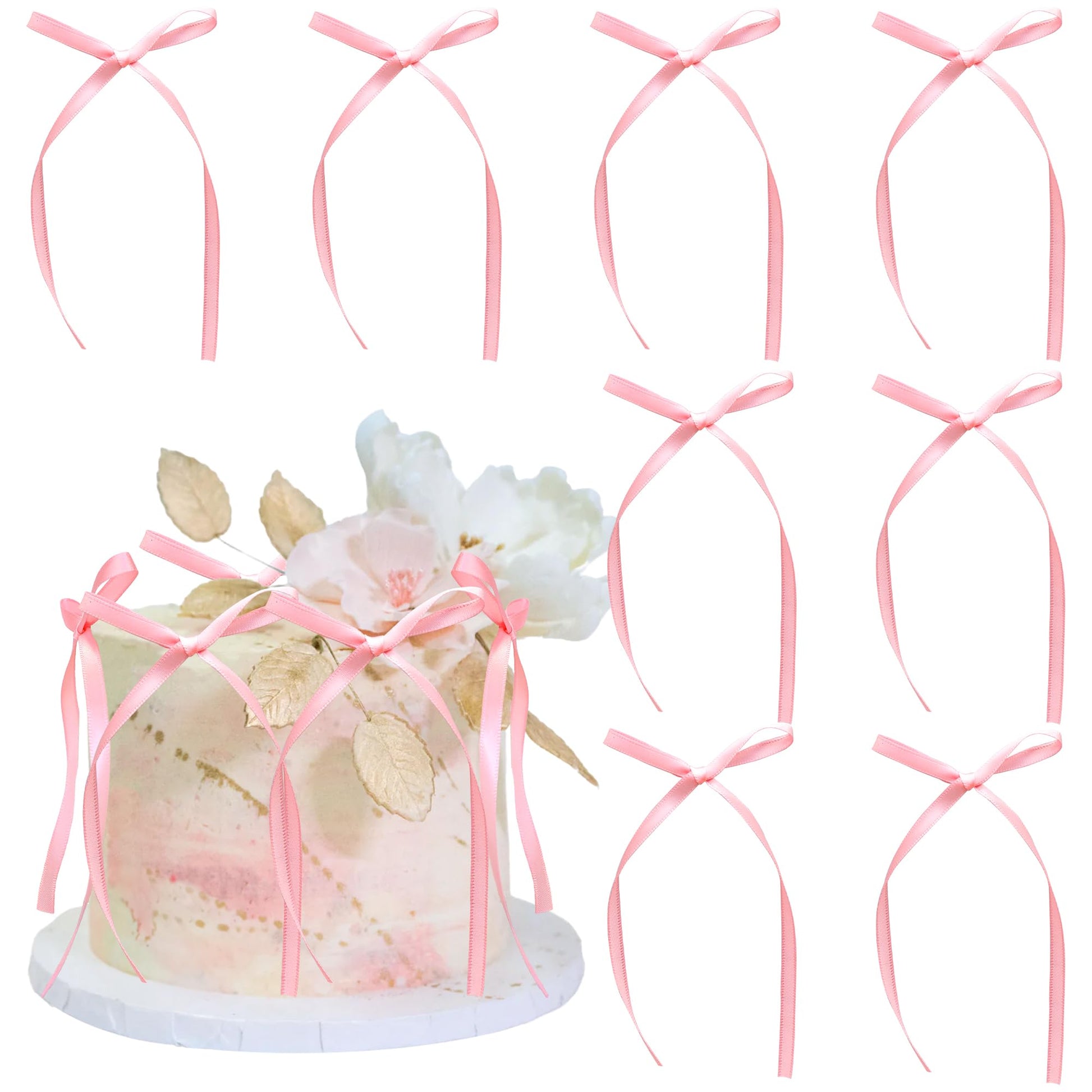 Gyufise 30Pcs Bowknot Cake Toppers Bow Cake Decorations Picks Baby