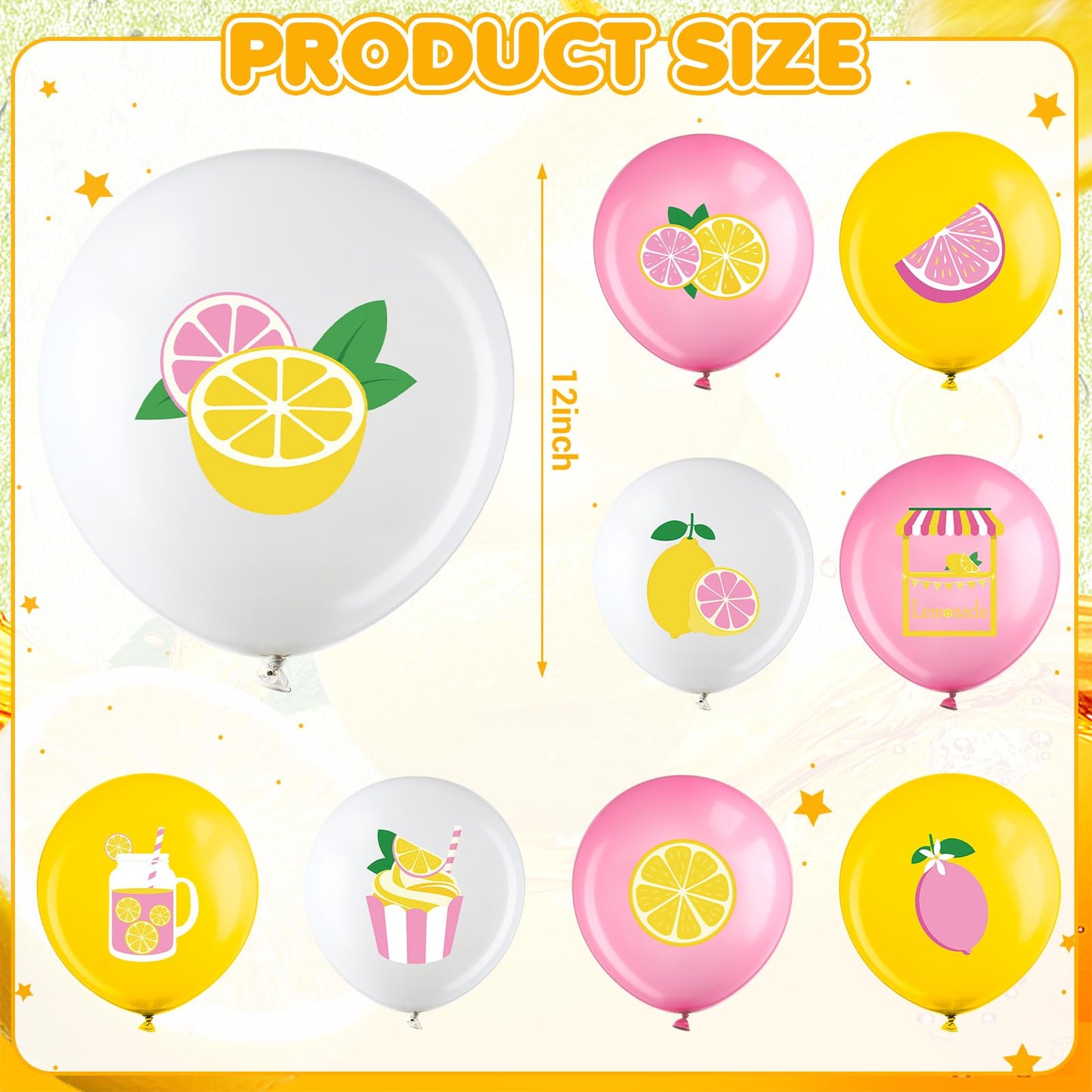 Aoriher 63 Pcs Lemon Balloons Lemonade Party Decorations Yellow Pink