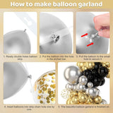 Amandir 153pcs Black and Gold Balloons Arch Garland Kit Different