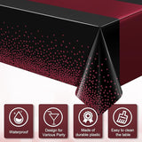 1Pcs Black and Maroon Tablecloth Party Decorations,Plastic Black