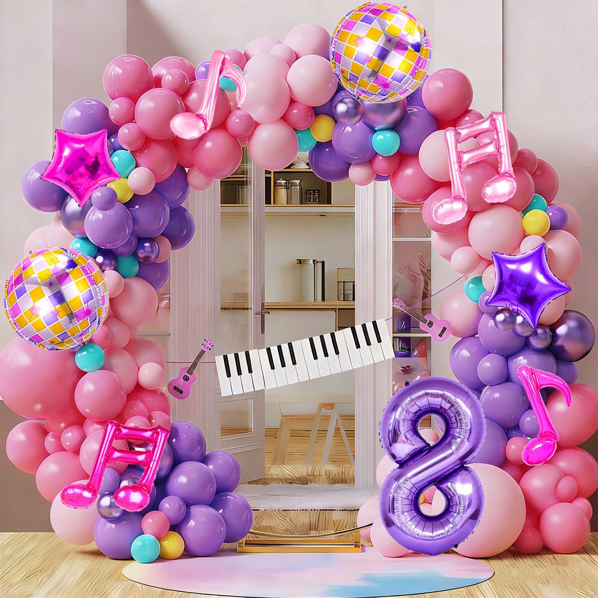 9Pcs Kpop Birthday Decorations - Kpop Music Balloons Hot Pink Mus 8