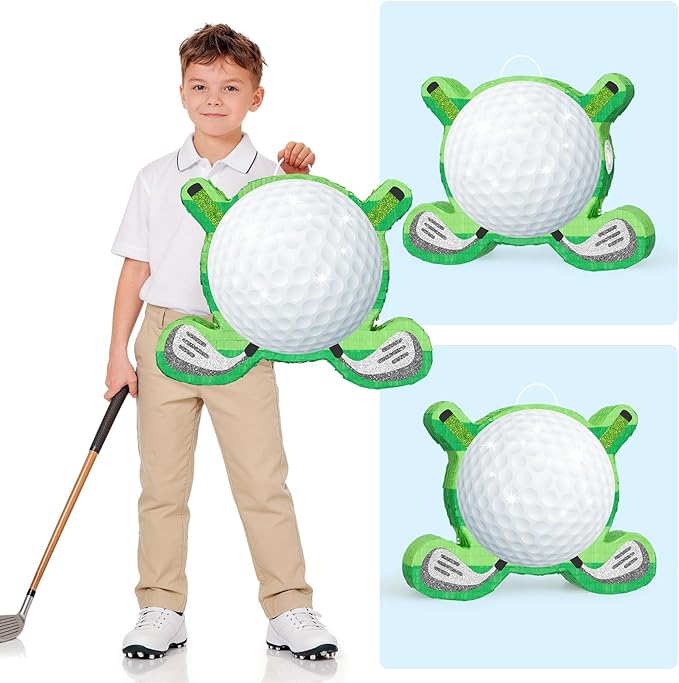 WERNNSAI Golf Piñata - Green Golf Ball & Club Shaped Piñata with