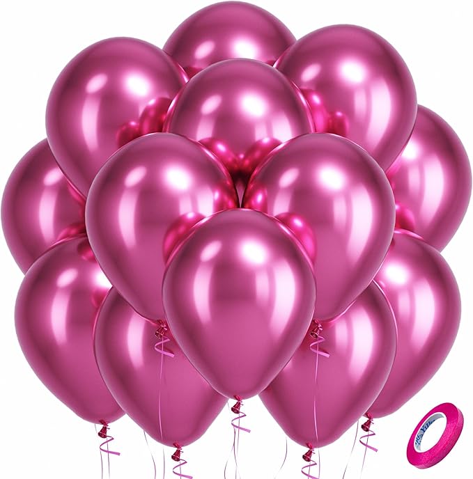 Bezente Metallic Hot Pink Latex - 100 Anniversary Party Decorations