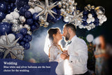130pcs Navy Blue and Silver Balloon Garland Arch Kit with 3pcs Silver