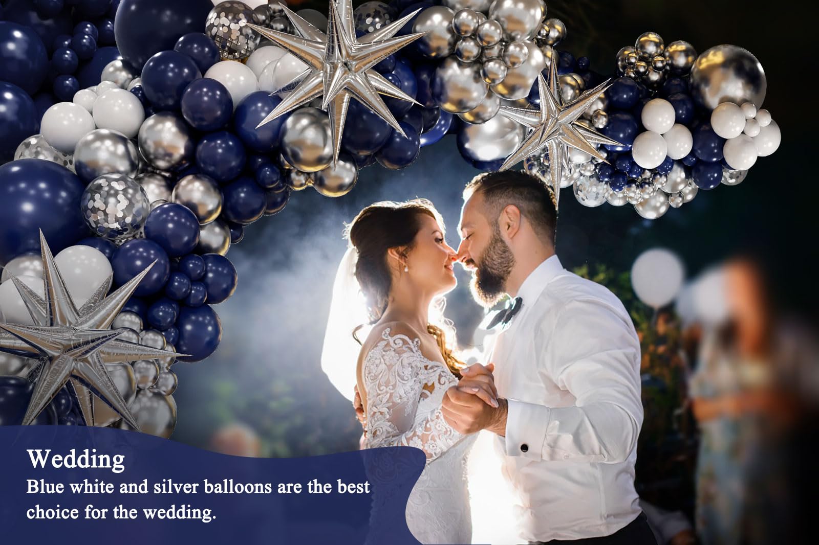 130pcs Navy Blue and Silver Balloon Garland Arch Kit with 3pcs Silver