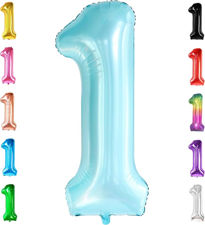 KatchOn, Light Blue 1 Balloon Number - 40 Inch | Blue One Balloon for