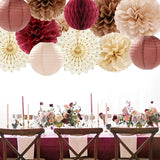 Brown Burgundy Champagne Boho Party Decorations 14pcs Rustic Wedding