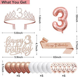 3rd Birthday Decorations for Girls 32PCS 3 year old Birthday Party