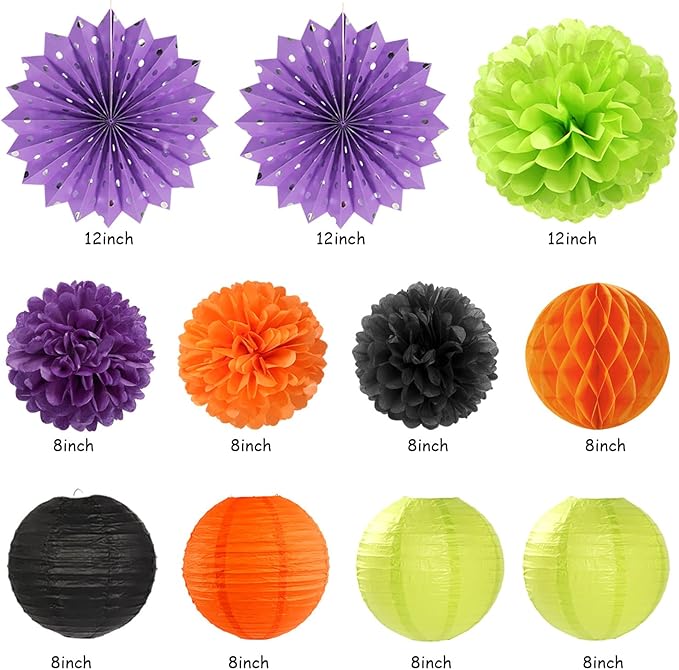 Black Green Orange Purple Halloween Birthday Party Decorations 21pcs