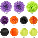 Black Green Orange Purple Halloween Birthday Party Decorations 21pcs