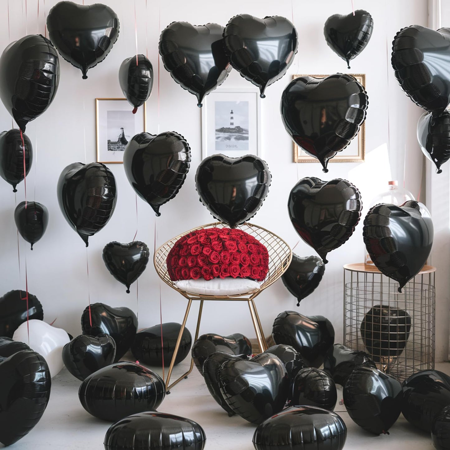 Black Heart Balloons, 19PCS Black Heart Shape Balloons, 18Inch with