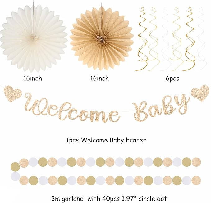 Champagne Gold Fall Boho Baby Shower Party Decorations 21pcs Girls