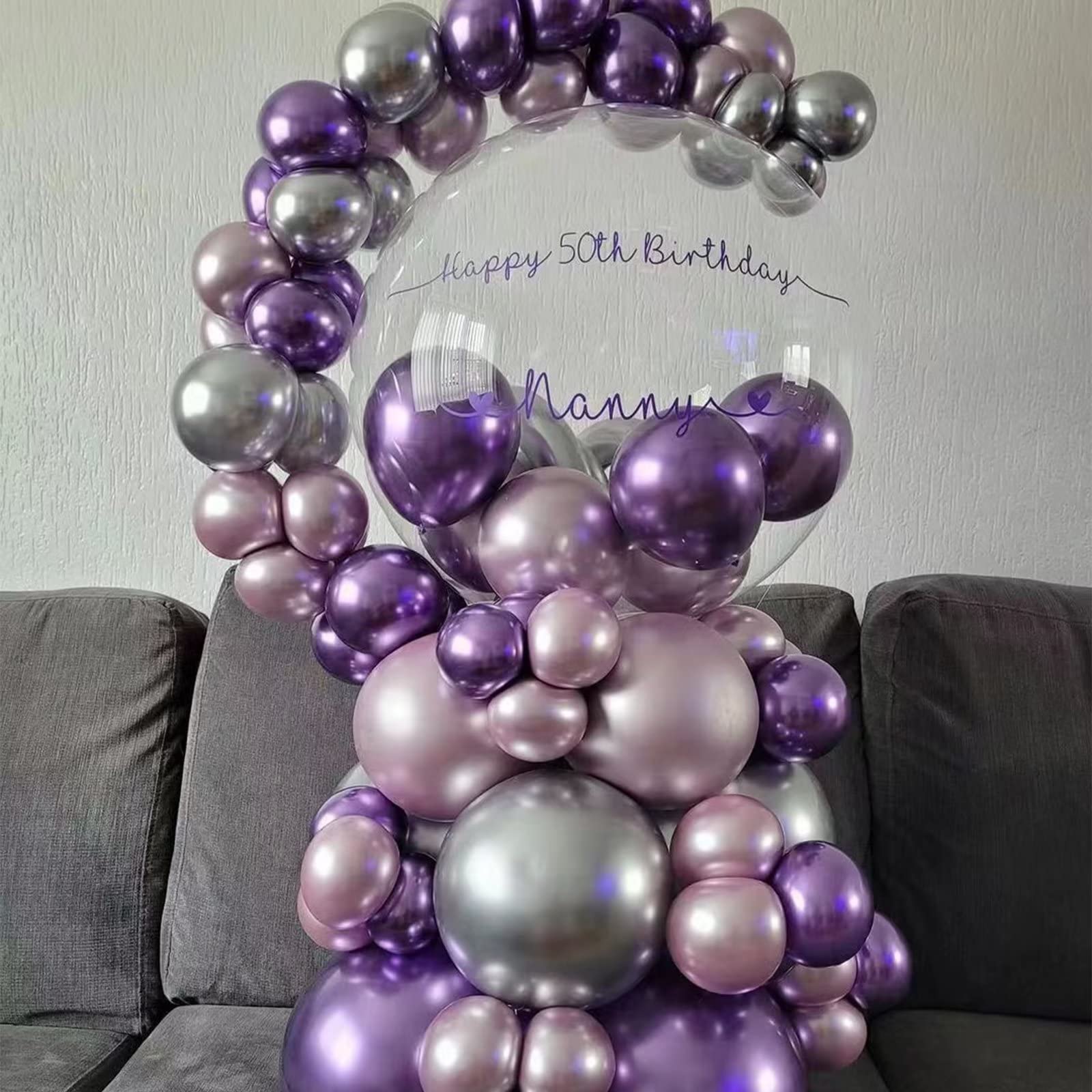 100pcs Metallic Pink Purple Balloon Garland Kit, Metallic Purple