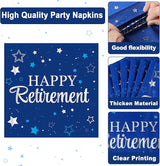 Happy Retirement Party Oval Paper Plates 11inch Blue Silver