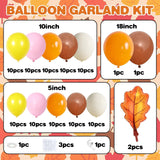 Fall Pink Balloons Garland Arch Kit, Orange Brown White Pink Yellow
