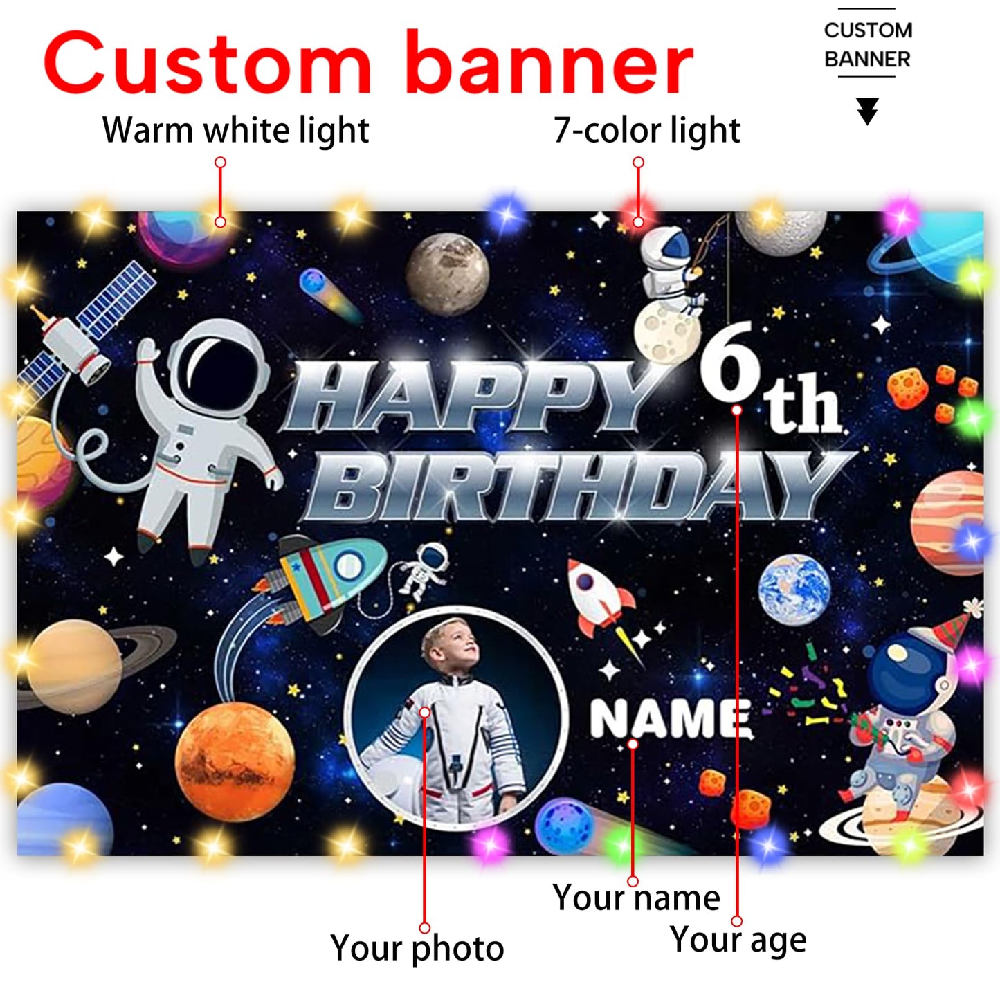 Custom Space Birthday Party Decorations Supplies, Personalized