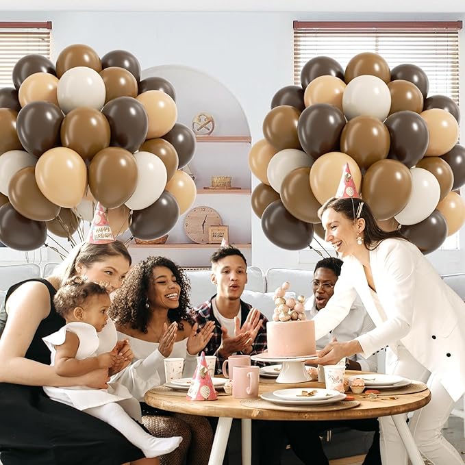60pcs Brown Balloons 12inch with Dark Brown Coffee Nude Sand White