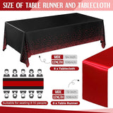 Breling 16 Pack Black and Red Disposable Plastic Tablecloths and