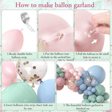 Amandir 173Pcs Pink Blue Green Balloon Arch Garland Kit, Dusty Baby