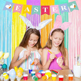 BRAVESHINE Tinsel Foil Fringe Curtains - 2Pcs 3.2x8.2ft Pastel