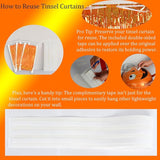 Upgraded Thicker Melsan Tinsel Fringe Curtain, 3 Pack 3.2 x 8.2 ft
