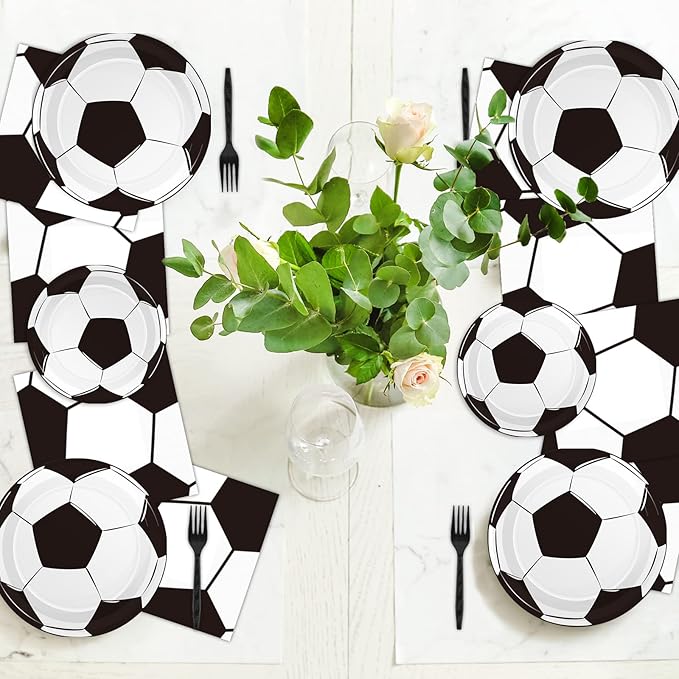 Serves 24 Soccer Birthday Party Plates Napkins Soccer Party Supplies