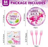Dinosaur 3rd Party Decorations 64PCS Dinosaur Plates Napkins and