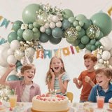 Amandir 173Pcs Dusty Green White Sand Balloon Arch Garland Kit, Beige