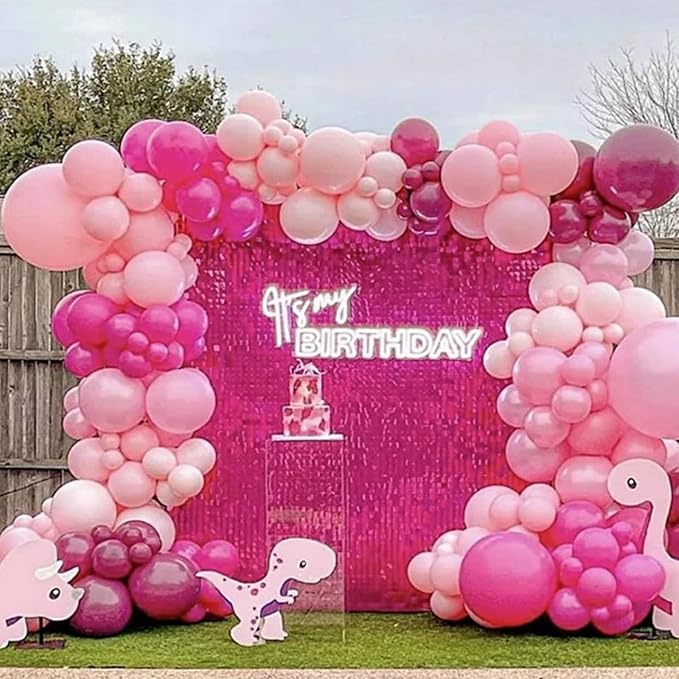 Pink Balloons Set, 60 Packs 12 Inch Metallic Chrome Pink Pearl