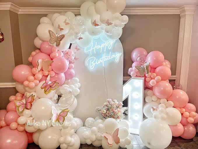 Pink and White Balloon Arch Kit, ADOINBY 140Pcs Macaron Pink Balloon